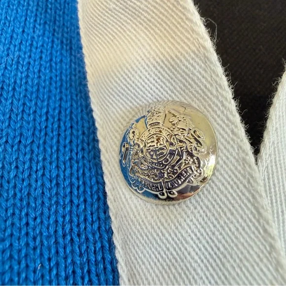 Lauren Ralph Lauren Blue Cotton Sweater Snap Collar Pullover Preppy Size Small - Picture 5 of 10